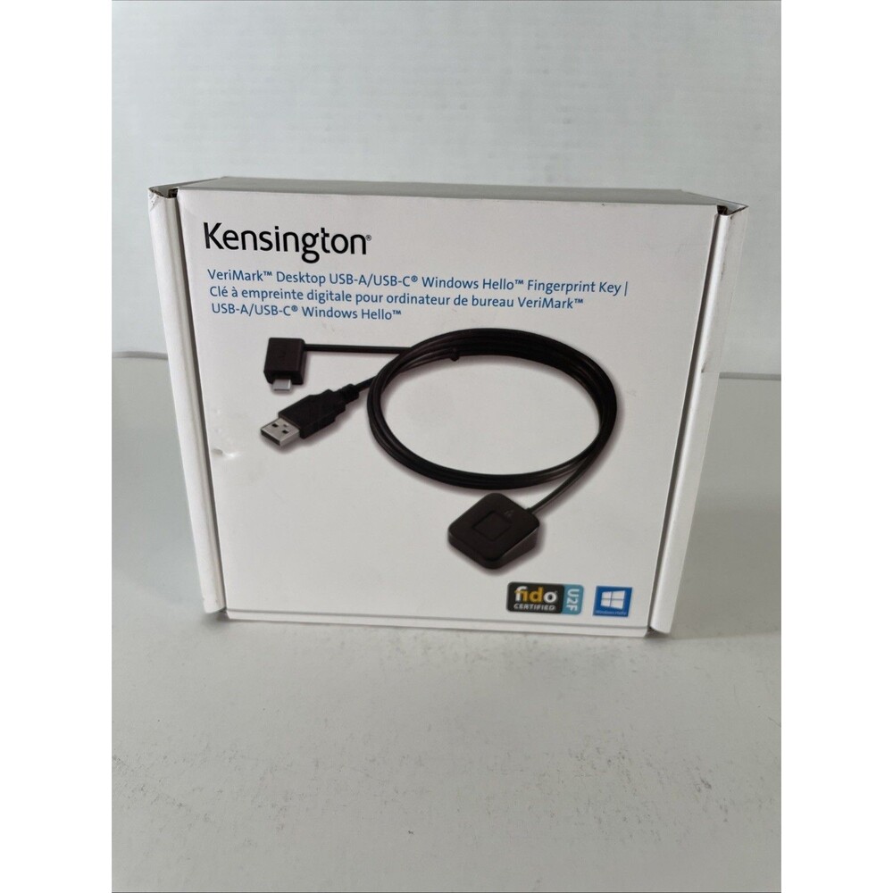 Kensington VeriMark Desktop USB-A/USB-C Windows Hello Fingerprint Key FIDO U2F